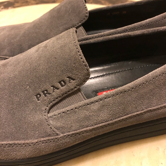 Auth Prada Suede Loafers in Dark Grey Size 7.5/8 - Picture 5 of 8